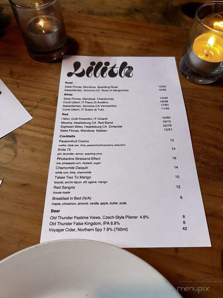 Lilith - Pittsburgh, PA menu_pic
