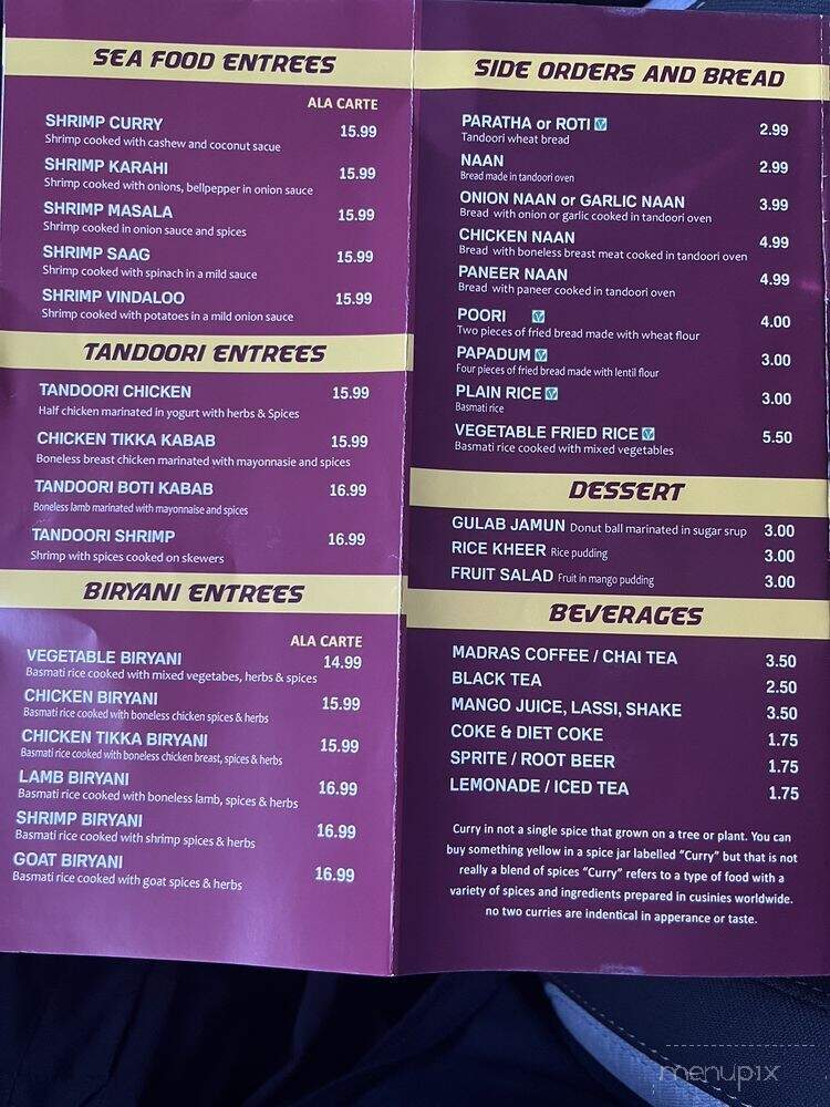 Kaveri Indian Cuisine - Lubbock, TX menu_pic