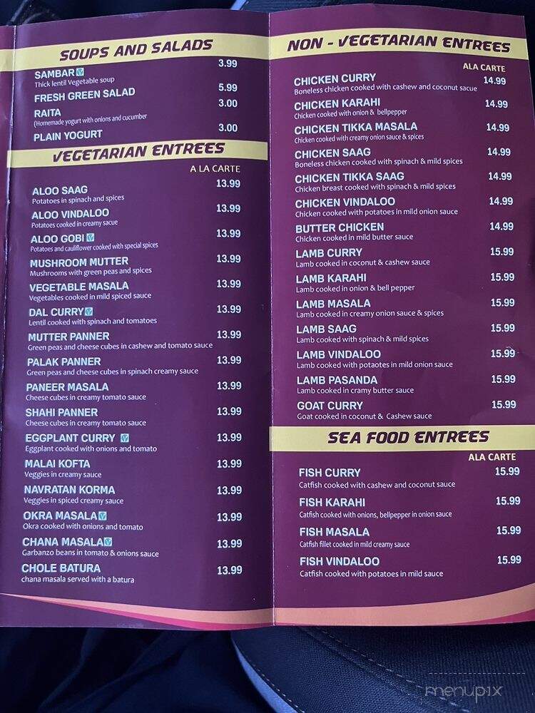 Kaveri Indian Cuisine - Lubbock, TX menu_pic