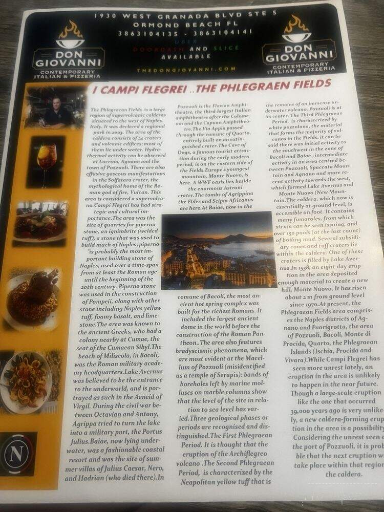 Don Giovanni Contemporary Italian Pizzaria - Ormond Beach, FL menu_pic