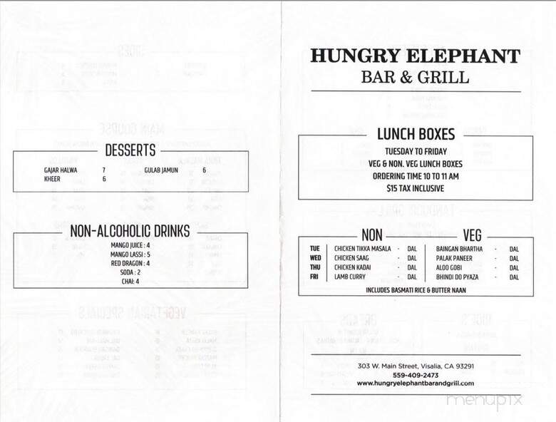 Hungry Elephant Bar & Grill - Visalia, CA menu_pic
