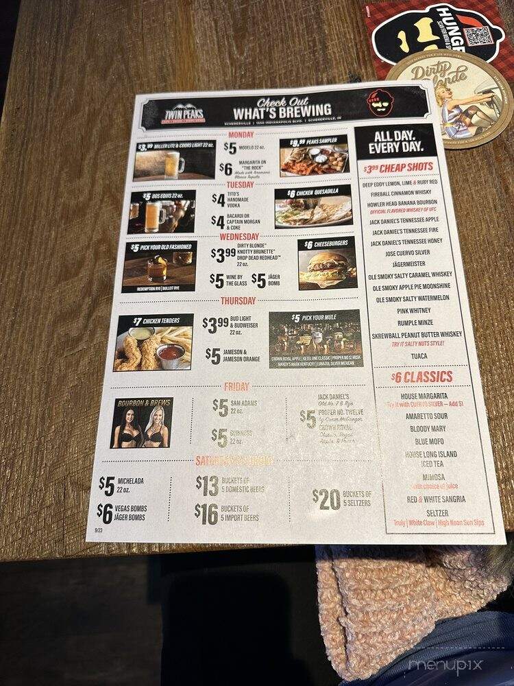 Twin Peaks - Schereville, IN menu_pic
