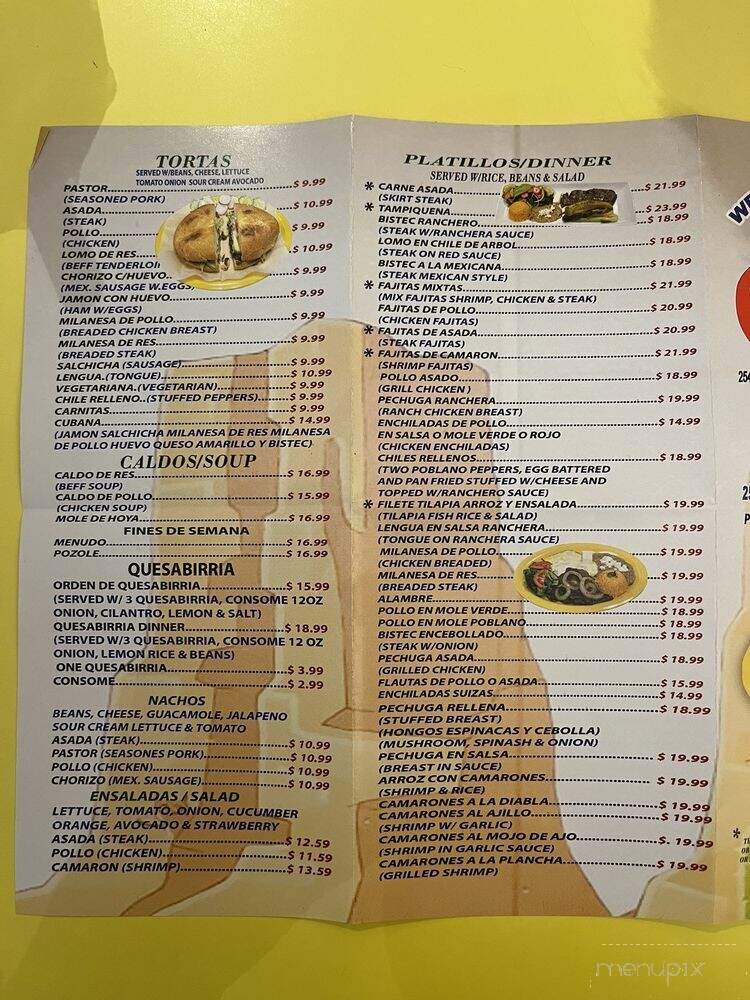 El Charro Mexican Food - Chicago, IL menu_pic