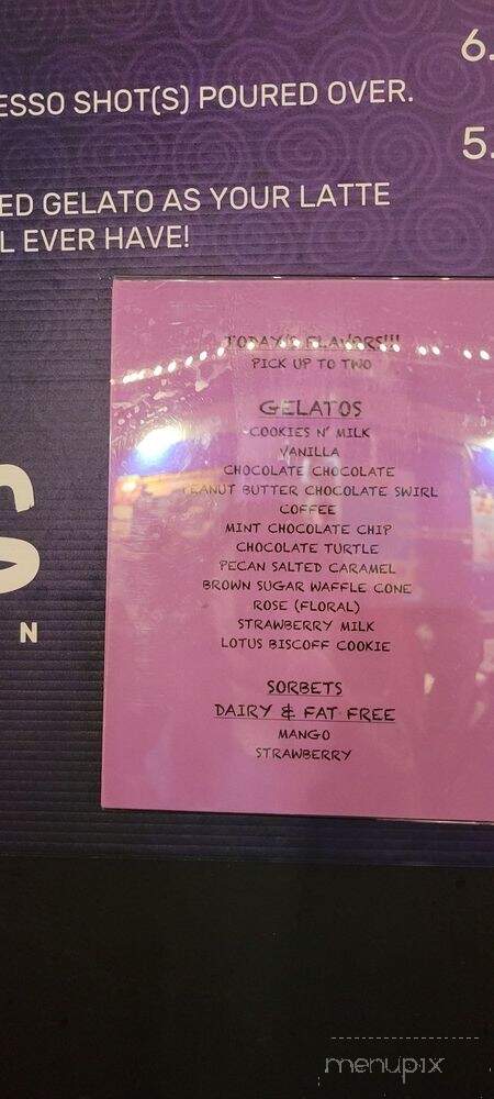 Noam's Gelato & Bean - Austin, TX menu_pic