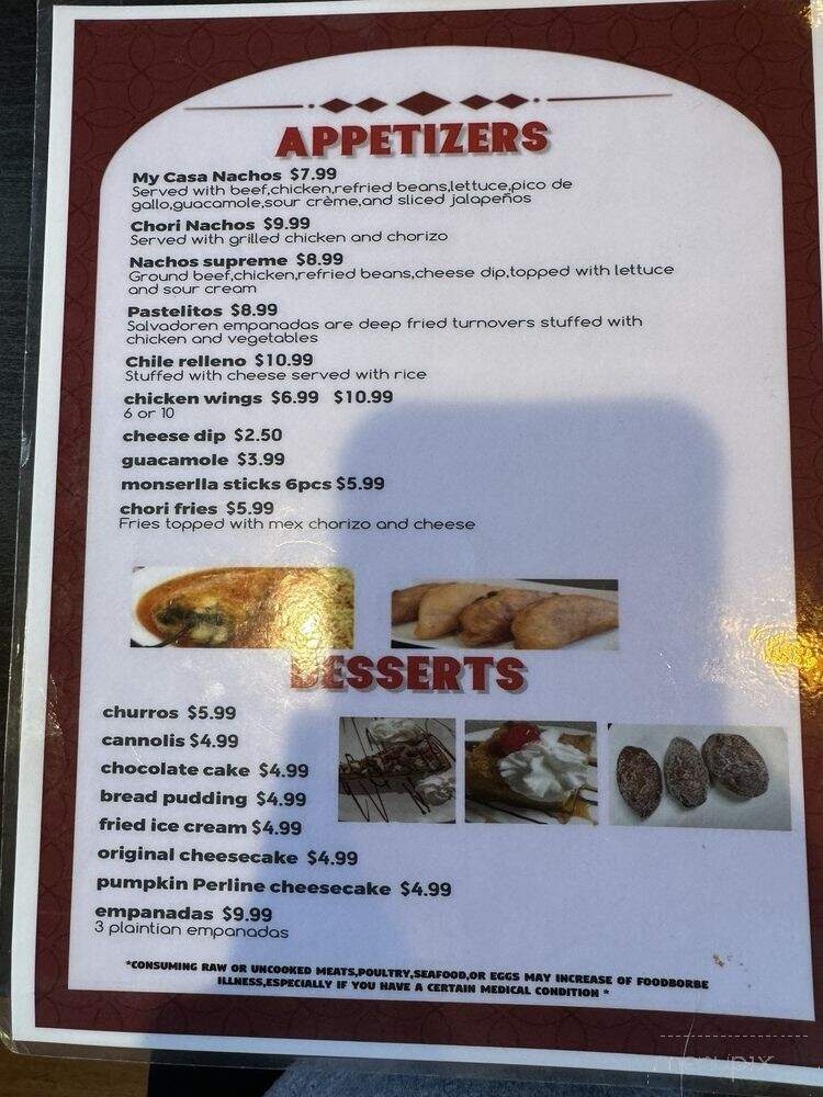 My Casa Restaurant - Fredericksburg, VA menu_pic