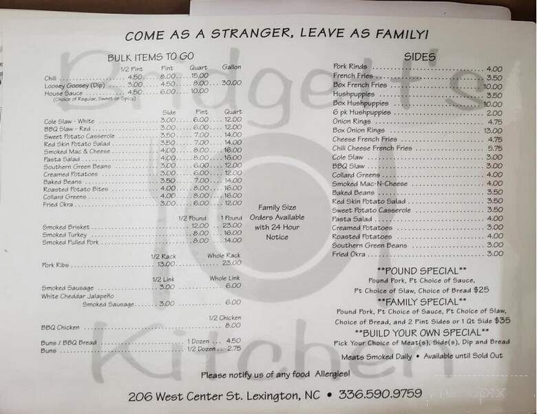 Bridgett's Kitchen - Lexington, NC menu_pic