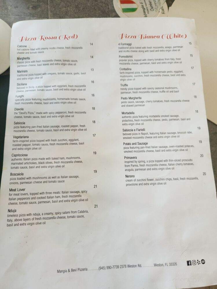 Mangia & Bevi Pizzeria - Fort Lauderdale, FL menu_pic