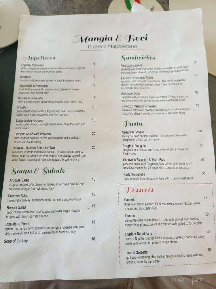 Mangia & Bevi Pizzeria - Fort Lauderdale, FL menu_pic