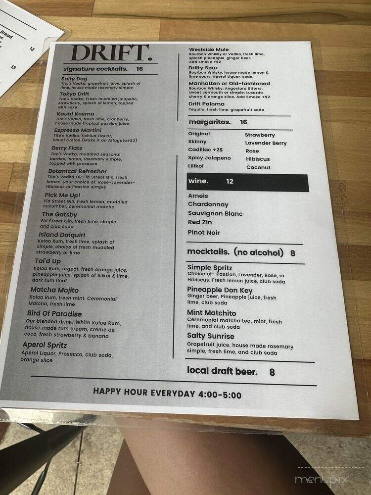 Drift Kauai - Kalaheo, HI menu_pic