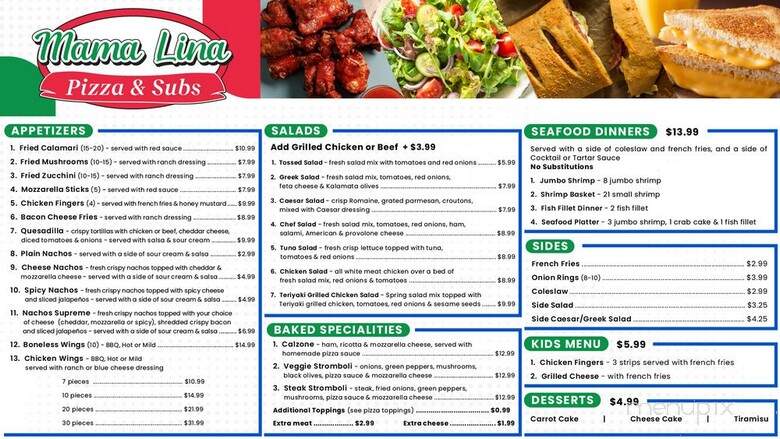 Mama Lina Pizza & Subs - Visalia, CA menu_pic