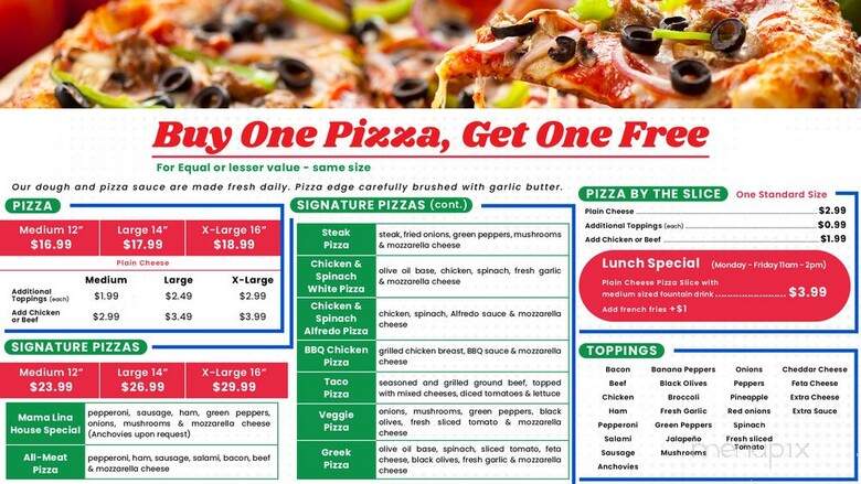 Mama Lina Pizza & Subs - Visalia, CA menu_pic