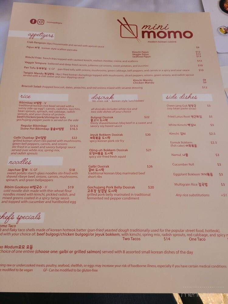 Mini Momo - Gainesville, FL menu_pic