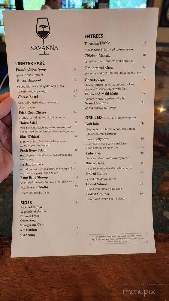 Savanna - Gulf Shores, AL menu_pic