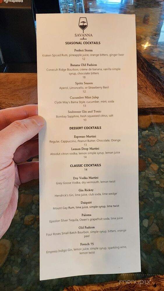 Savanna - Gulf Shores, AL menu_pic