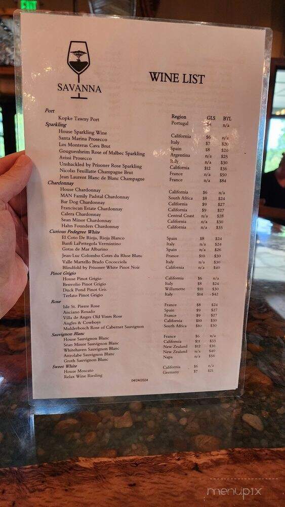 Savanna - Gulf Shores, AL menu_pic