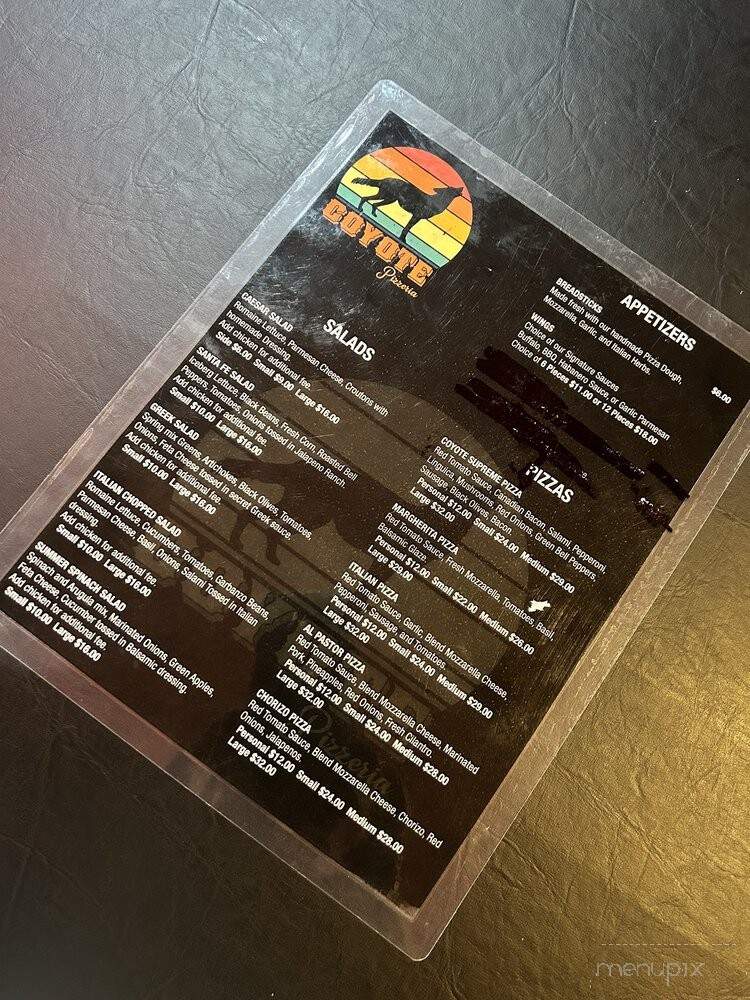 Coyote Pizzeria - Auburn, CA menu_pic