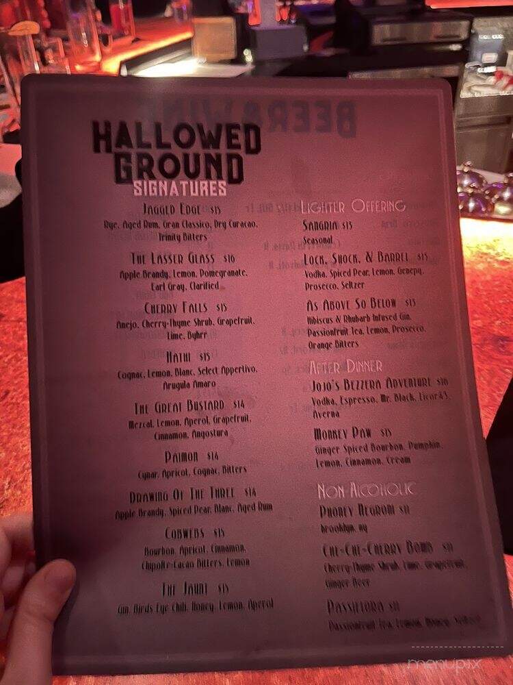 Hallowed Ground - Salem, MA menu_pic