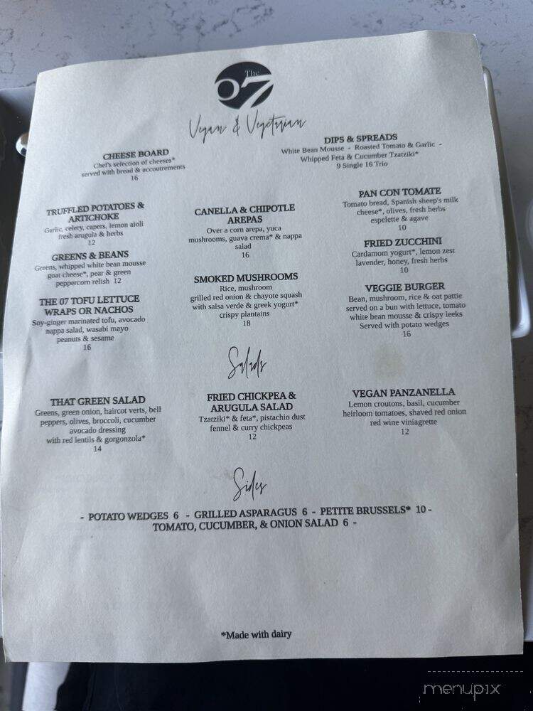The 07 - Greenville, SC menu_pic