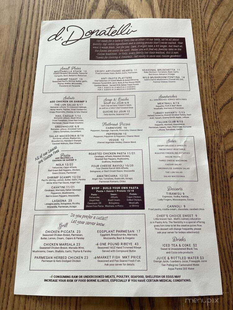 D Donatelli - Dalton, GA menu_pic