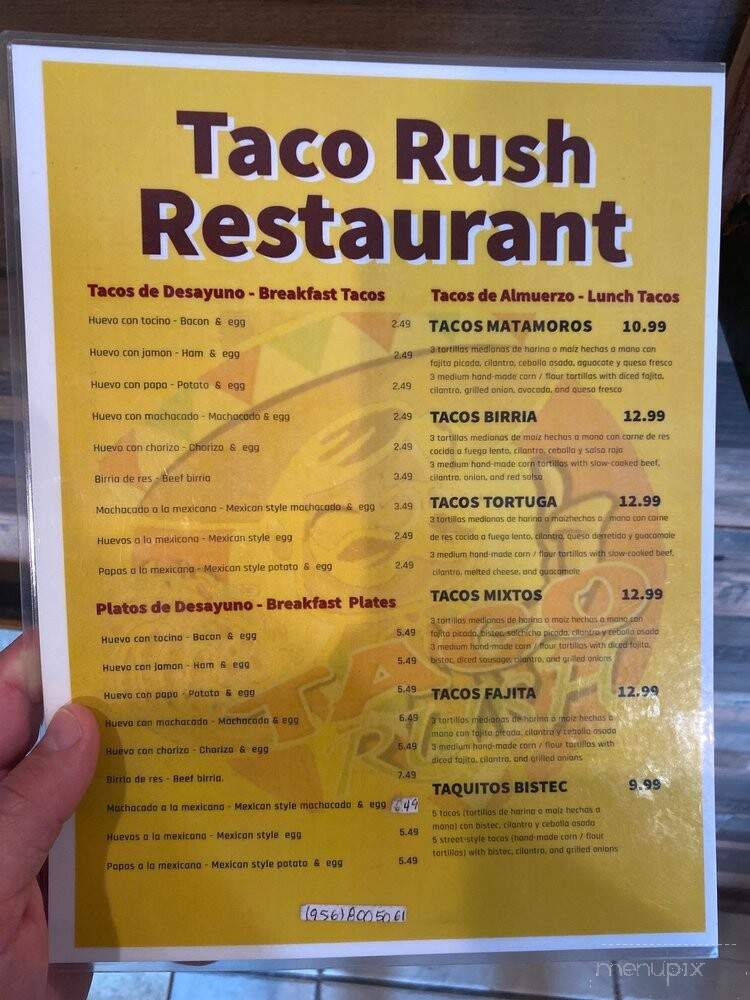 Taco Rush Restaurant - McAllen, TX menu_pic