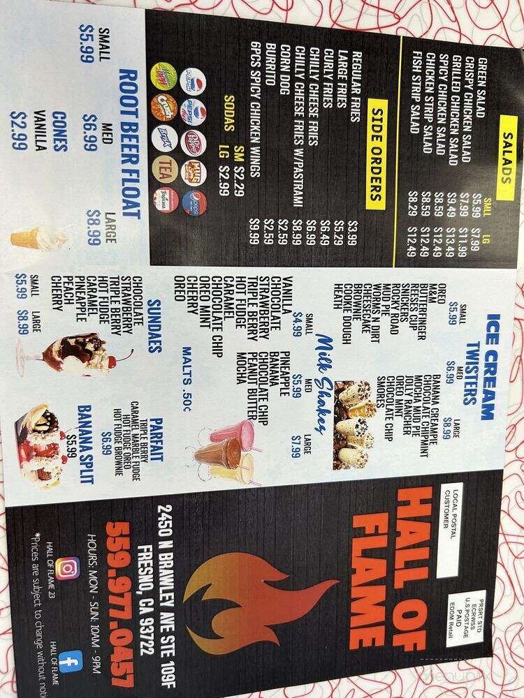 Hall Of Flame Burgers - Fresno, CA menu_pic