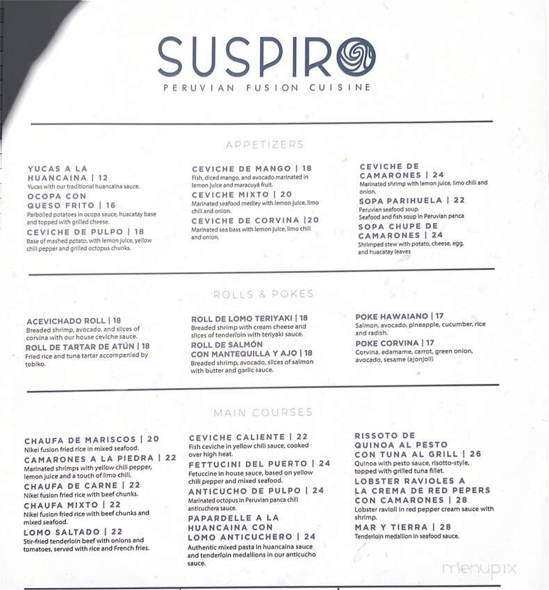 Suspiro - Boca Raton, FL menu_pic
