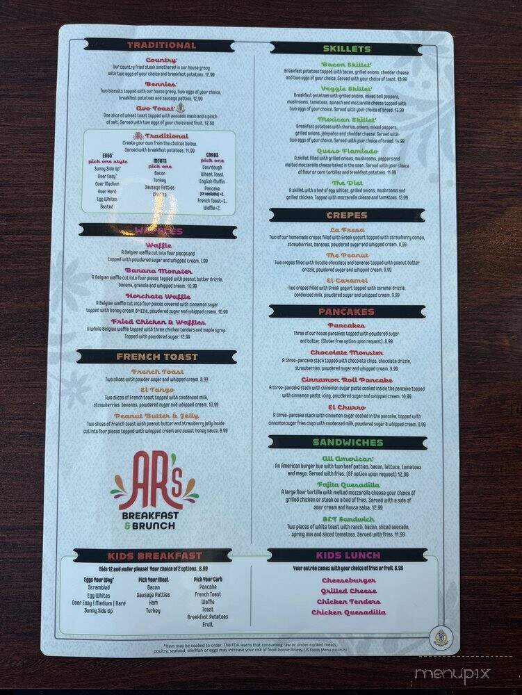 AR's Breakfast & Brunch - Olathe, KS menu_pic