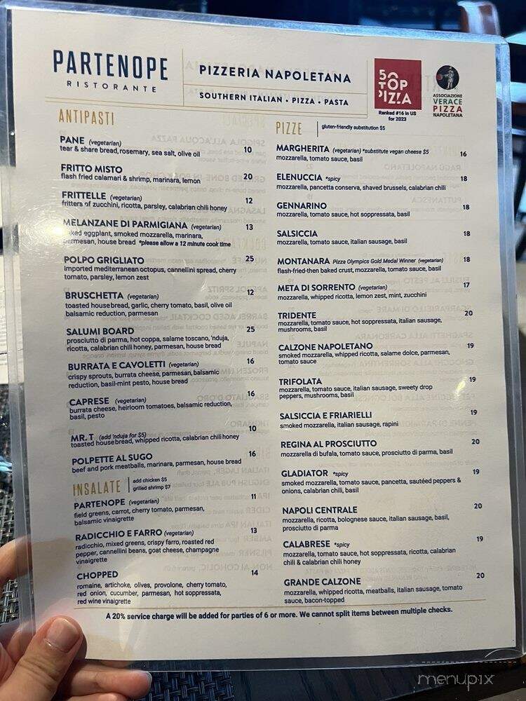 Partenope Ristorante - Richardson, TX menu_pic