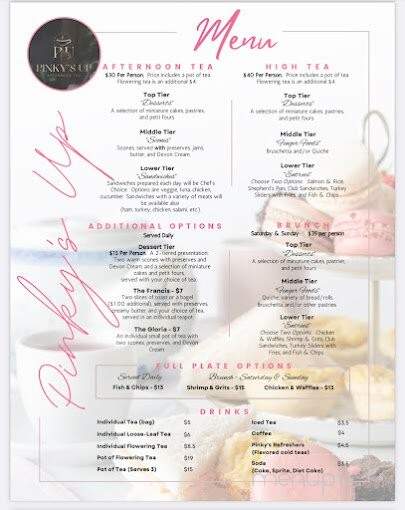 Pinky's Up Afternoon Tea - Clarksville, TN menu_pic