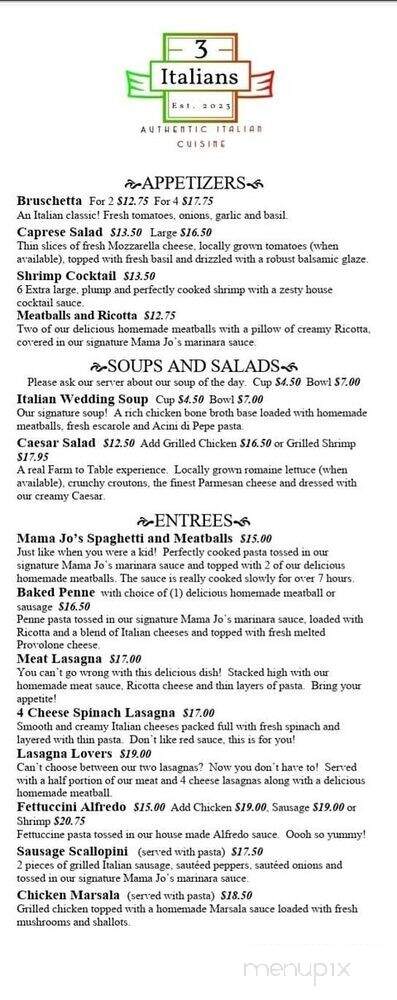 3 Italians - Crossville, TN menu_pic