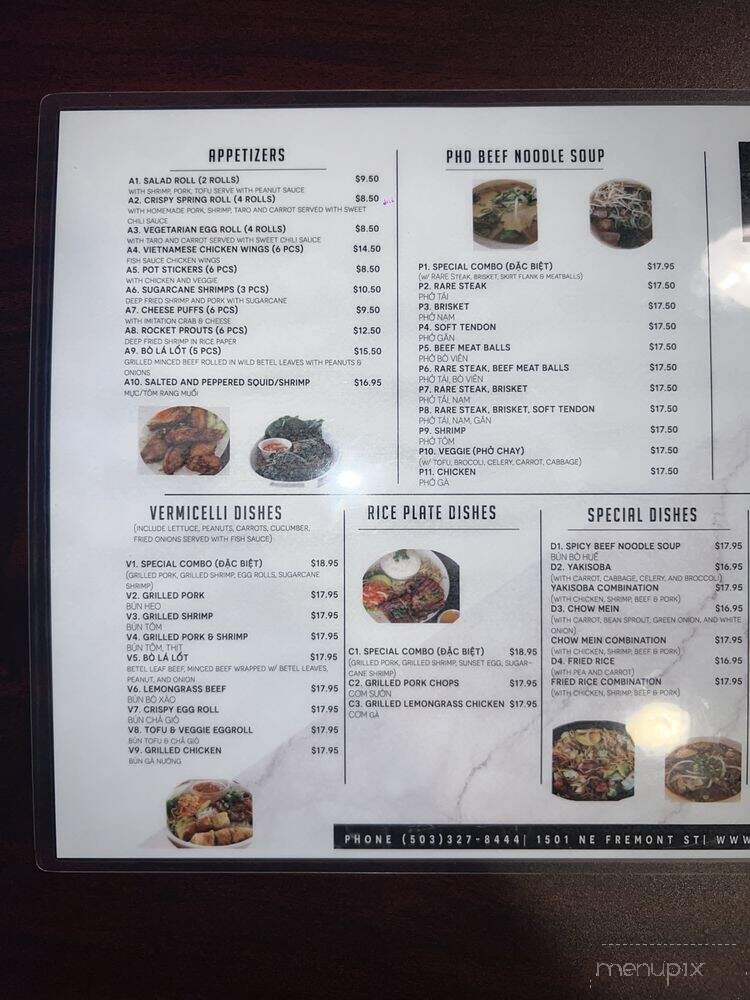 Pho Bar 405 - Portland, OR menu_pic
