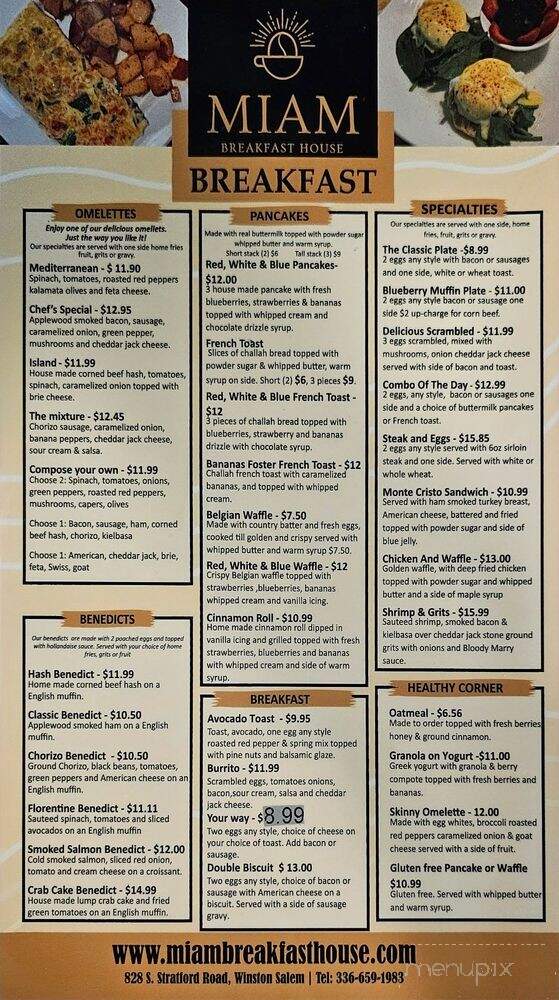 Miam Breakfast House - Winston-Salem, NC menu_pic