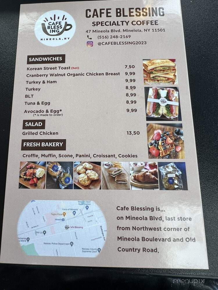 Cafe Blessing - Mineola, NY menu_pic