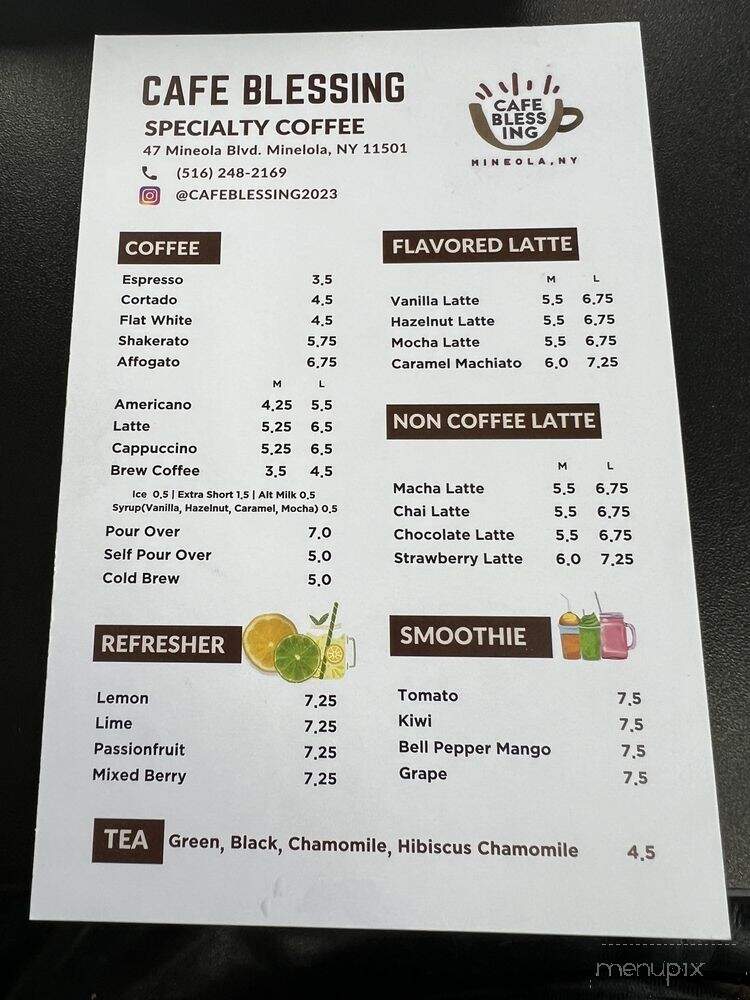 Cafe Blessing - Mineola, NY menu_pic