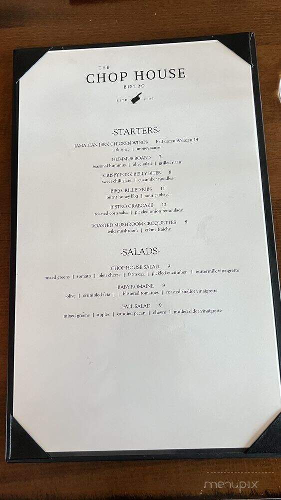 The Chop House Bistro - Luray, VA menu_pic
