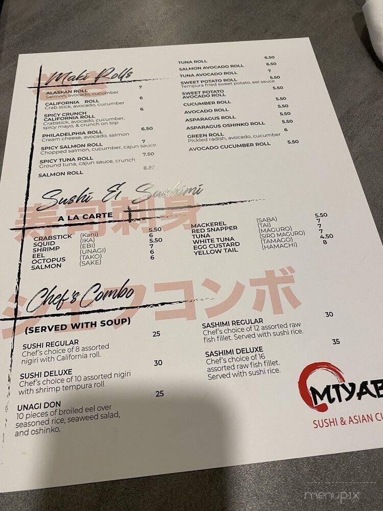 Miyabi Sushi & Asian Cuisine - Fort Wayne, IN menu_pic
