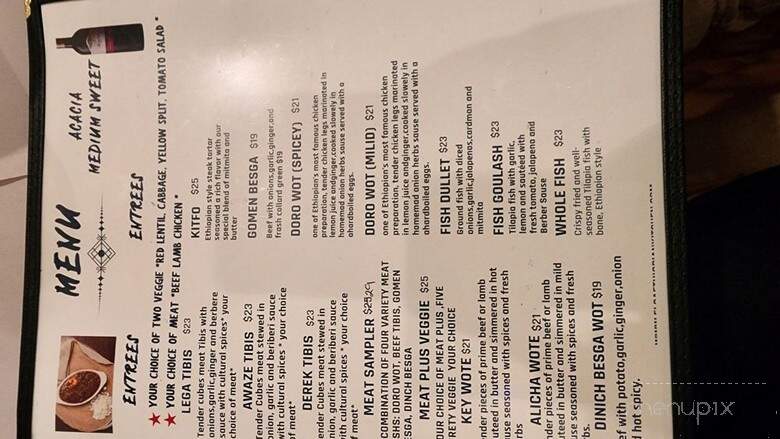 Elsa Ethiopian Kitchen - Washington, DC menu_pic