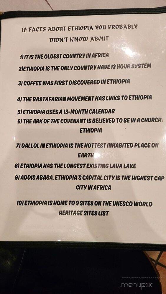 Elsa Ethiopian Kitchen - Washington, DC menu_pic