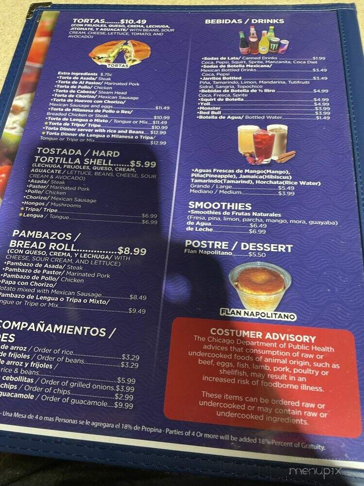 Tacos El Tio - Chicago, IL menu_pic