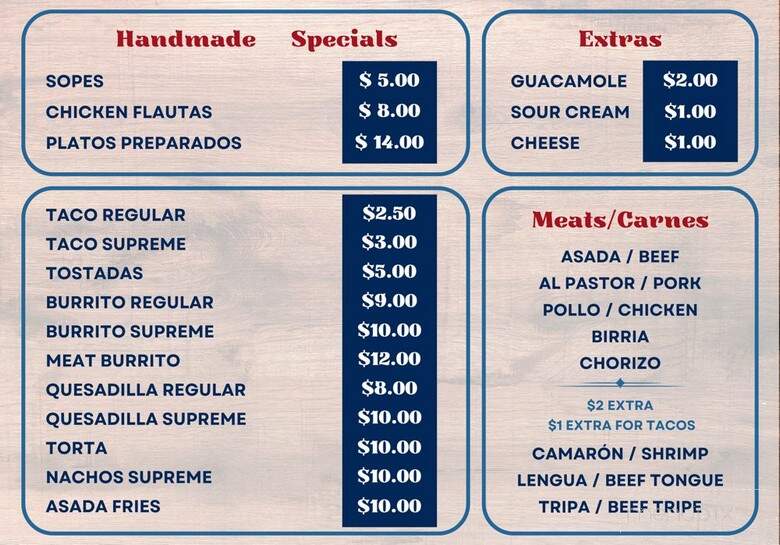 Eva's Taqueria - Turlock, CA menu_pic
