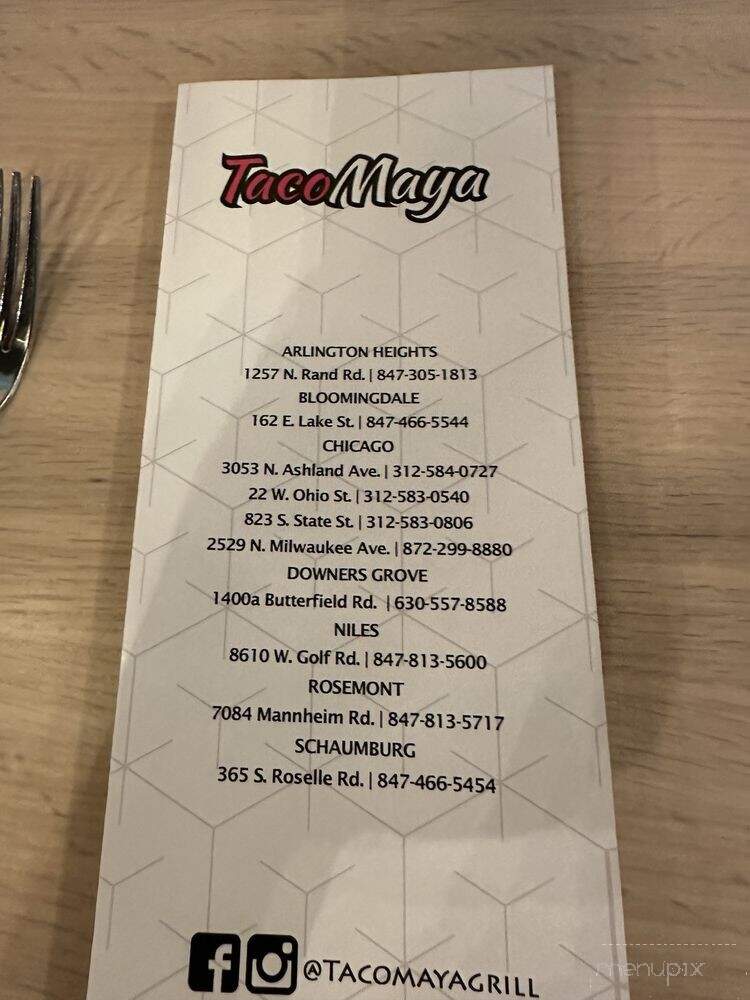 Taco Maya - Downers Grove, IL menu_pic