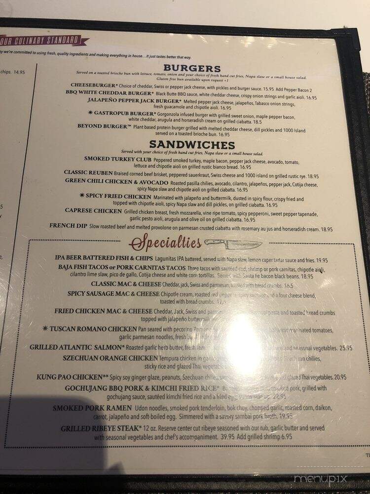 Thirsty Lion Gastropub - Dallas, TX menu_pic