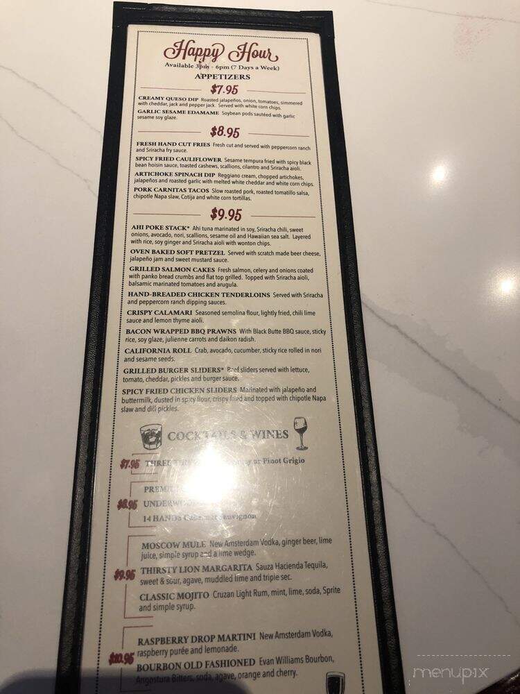 Thirsty Lion Gastropub - Dallas, TX menu_pic
