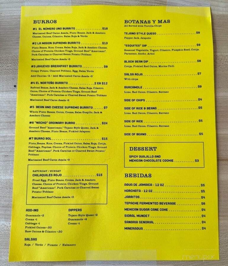 Los Burros Supremos - Portland, OR menu_pic