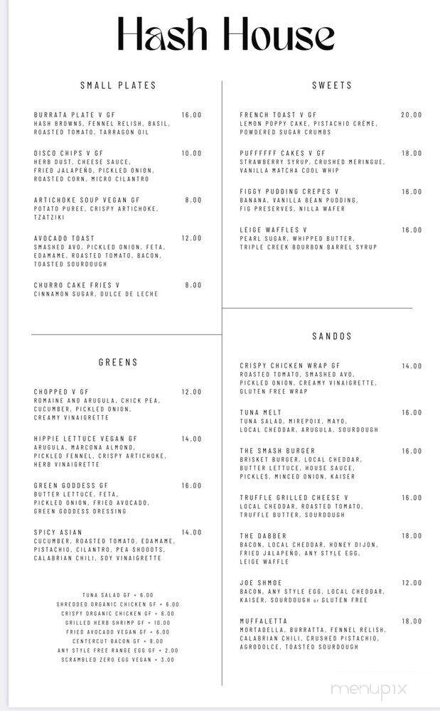 Hash House - Lambertville, NJ menu_pic
