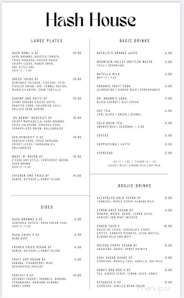 Hash House - Lambertville, NJ menu_pic