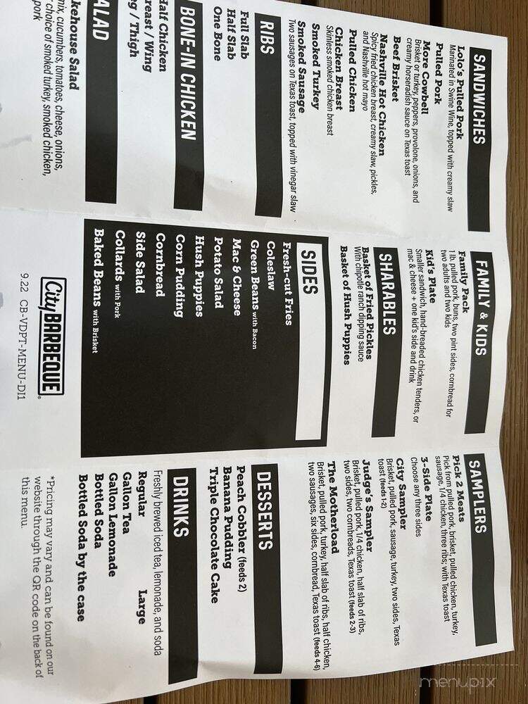 City Barbeque - Woodstock, GA menu_pic