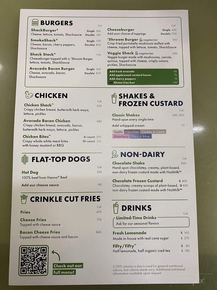 Shake Shack - Seattle, NY menu_pic