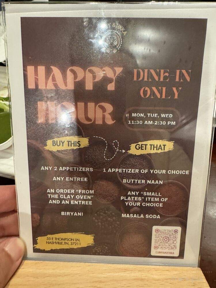 Curry and Tikka - Nashville, TN menu_pic