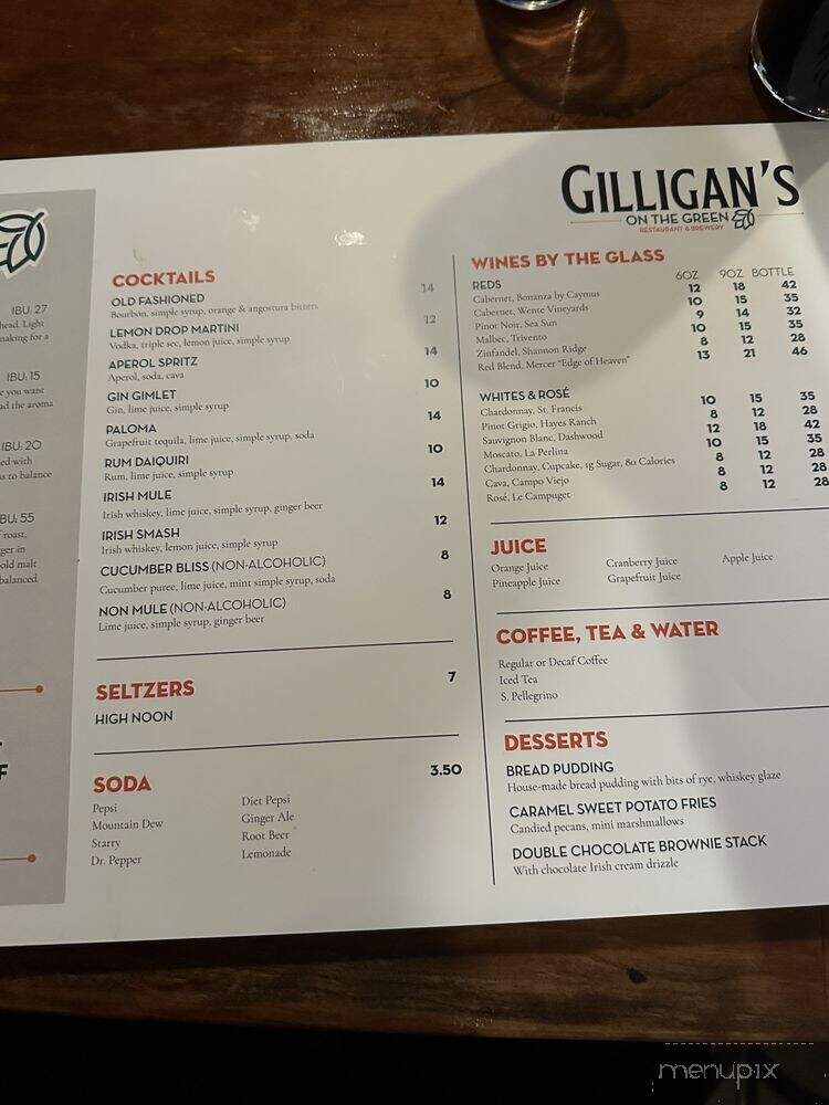 Gilligan's On The Green - Cincinnati, OH menu_pic